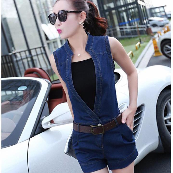 JUMSUIT JEAN ĐÙI SÁT NÁCH KÈM ÁO THUN